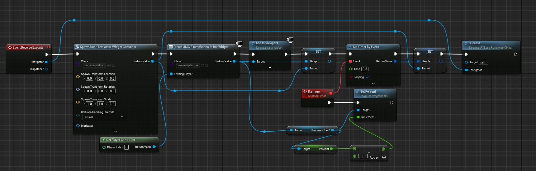 A screenshot showing the full setup for the main response
