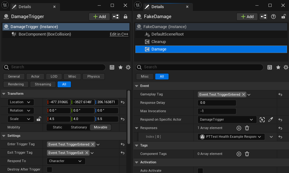 A screenshot showing the setup of the details panel for this response. As it is a very specific action, little is shown on the details panel