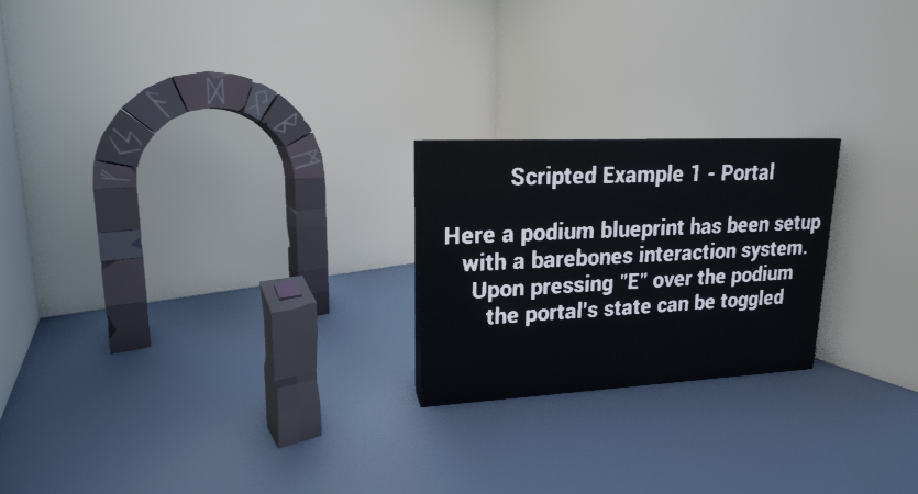A screenshot showing an example with a portal and a pedestal