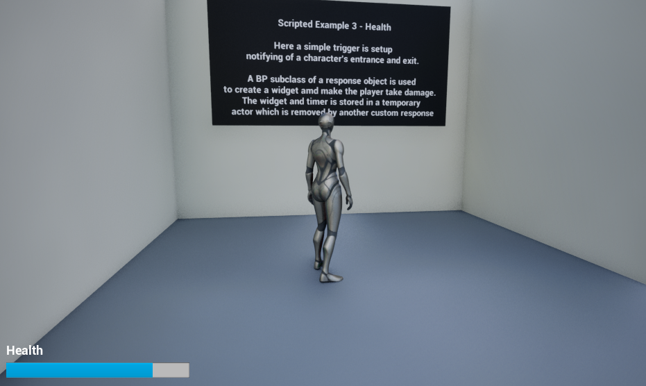 A screenshot showing a player standing in the trigger. Standing in the trigger has added a health bar which is ticking down